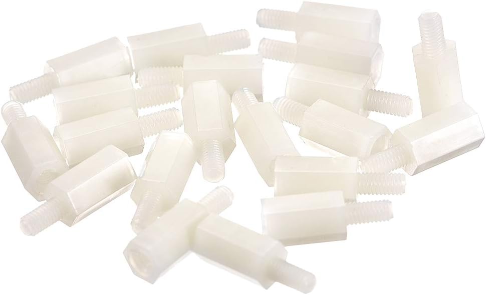 M3 10+6mm F/M Nylon Hex Standoff Spacer Screws PCB Pillar White 20 Pcs