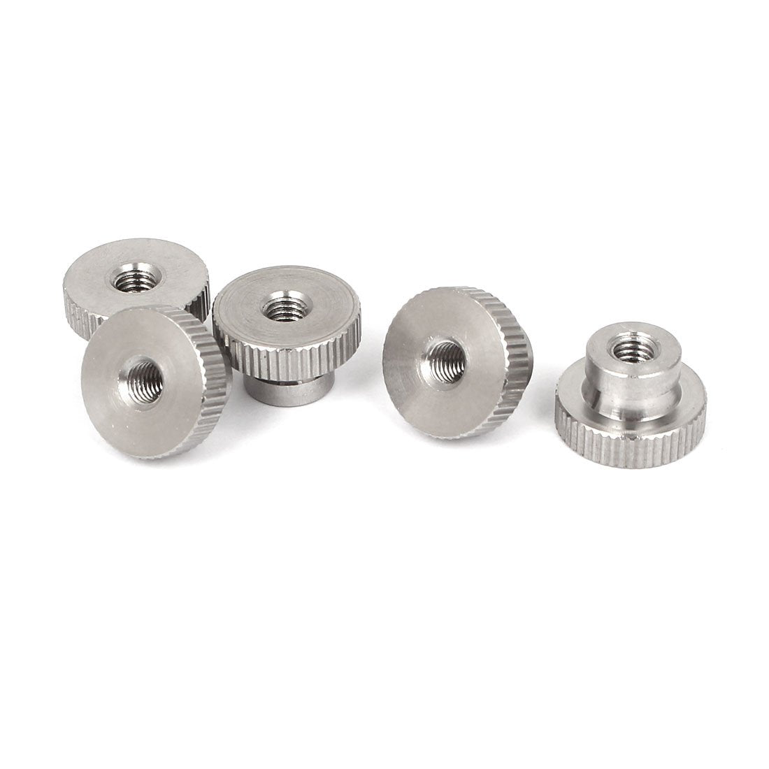Knurled Thumb Nuts, 5Pcs M5x0.8mm 304 Stainless Steel Round Knobs Fasteners for 3D Printer Parts, Silver Tone