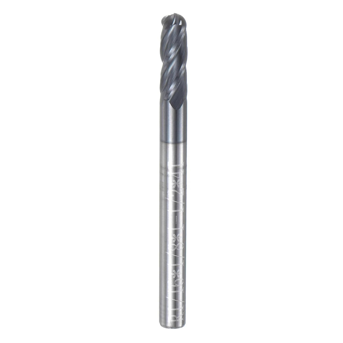 Ball Nose End Mill CNC Router Bit, 1/16" Radius 1/8" Shank Solid Carbide AlTiN Coated Upcut Spiral 4 Flutes Cutter Milling Tool, 1/8" Dia 1-1/2" Total Length