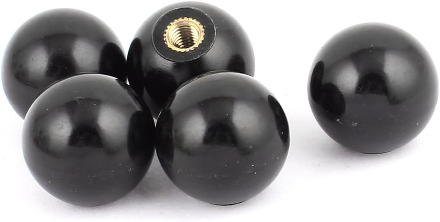 5 stykker M6-diameter metal spirerlever i plast, svart, for maskinverkstyrker