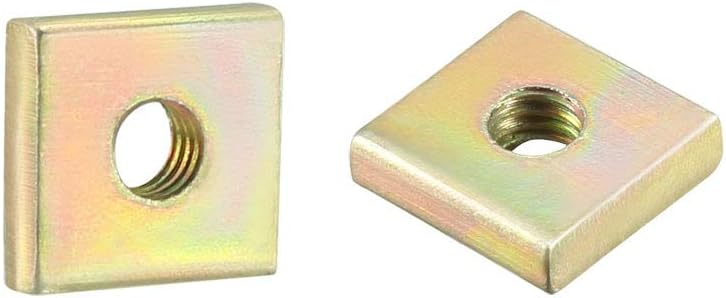 Square Nuts, M3x8mmx2mm Yellow Zinc Plated Metric Coarse Thread Assortment Kit, 50 Pcs