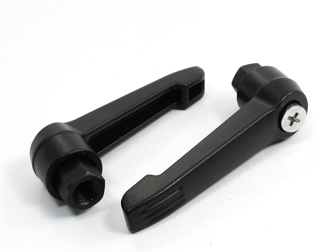 2Pcs Machinery M8 Female Thread Adjustable Metal Handle Lever Black