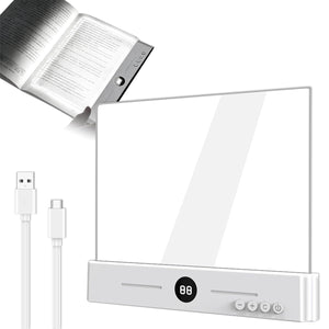 LinkMejor Flat Book Light, 2026 Upgrade, Book Light Treasure Box, Reading in Bed at Night with 3 Colors & Timer, Dimmable Panel Plate Book Lamp Full Page Light, Bookish Gifts for Book Lovers (White)
