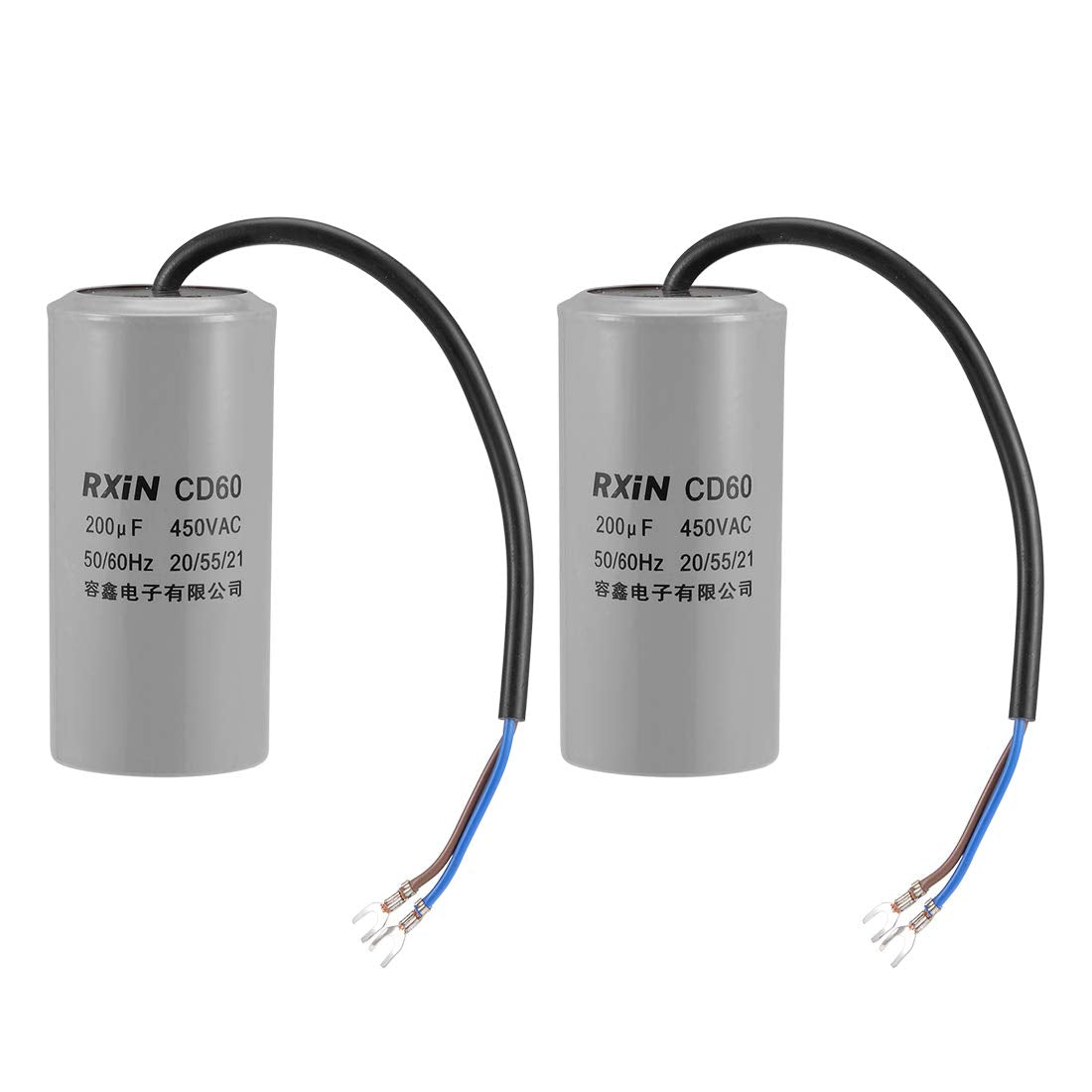 200uf Motor Star Capacitor 200mfd AC 450V for HSingle-Phase 50/60 Hz AC Motor and Fan 2Pcs