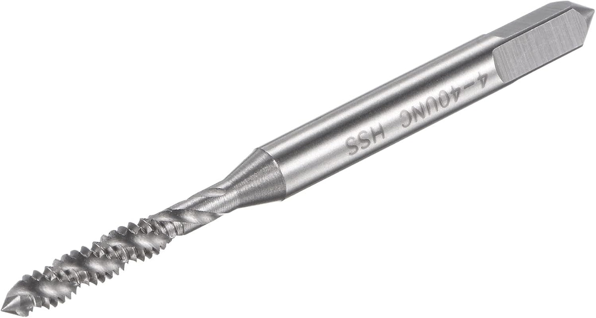 Spiral Flute Threading Tap 4-40 UNC, HSS (High Speed Steel) Uncoated Machine Thread Screw Tap 3 Flutes Tapping Tool H2 Tolerance
