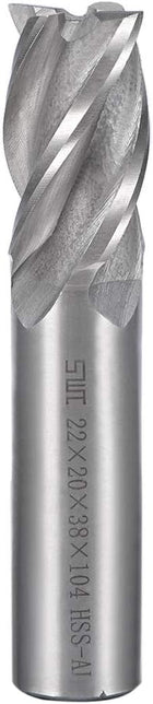 High Speed Steel HSS-AL 4 Flute Straight End Mill Cutter CNC Router Bits, 22 x 20 x 38mm