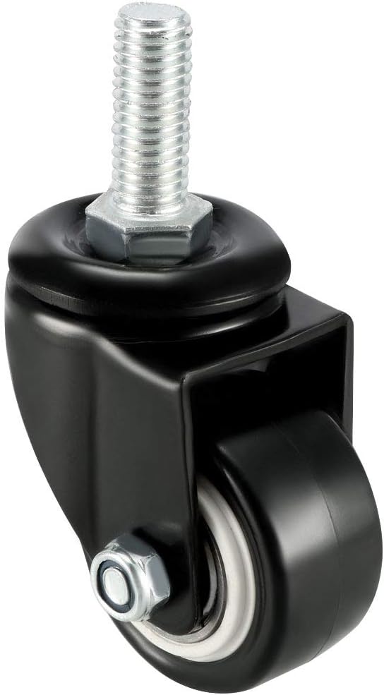 Swivel Casters 1.5 Inch PU M10 x 25mm Threaded Stem Swivel Caster Wheels, 330lb Total Load Capacity, Pack of 4