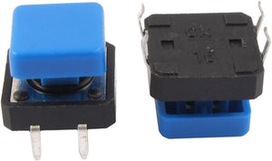 10 Pcs PCB Momentary Push Button Switch 12x12x9mm 4 Pin DIP w Cap