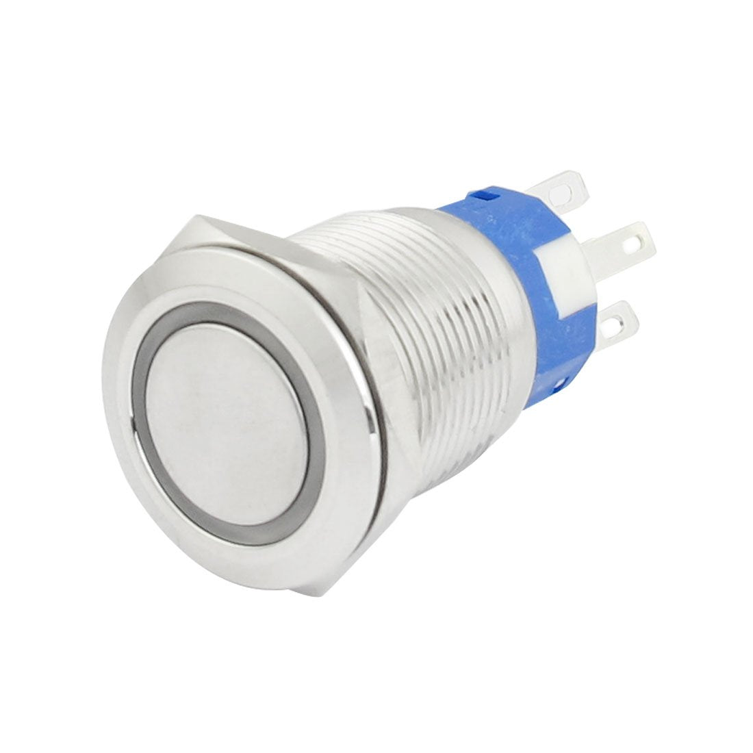 19mm 24VDC Green Ring LED Light Stainless Latching Push Button Switch 1NO 1NC