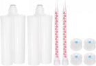 2Pcs Epoxy Gun Adhesive Cartridge, Plastic Resin Mixer Dual Glue Cartridge with Mixing Tube for 400ml/13.5oz 1:1 AB Glue Adhesive Gun