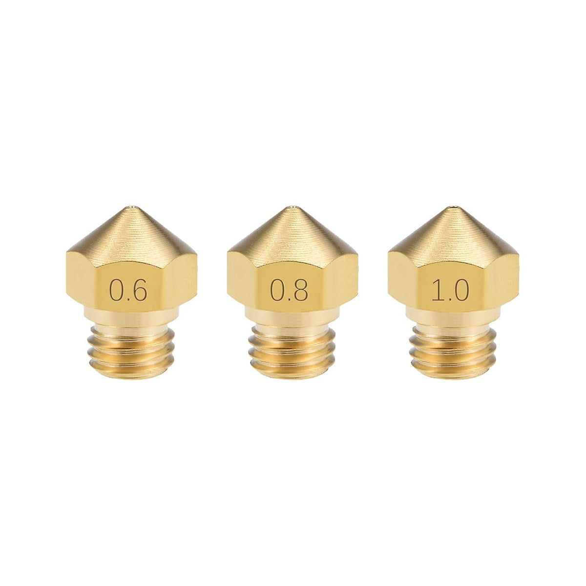 3D Printer Nozzle, 0.6mm, 0.8mm and 1mm Fit for MK10, for 1.75mm Filament Brass 14pcs in Total