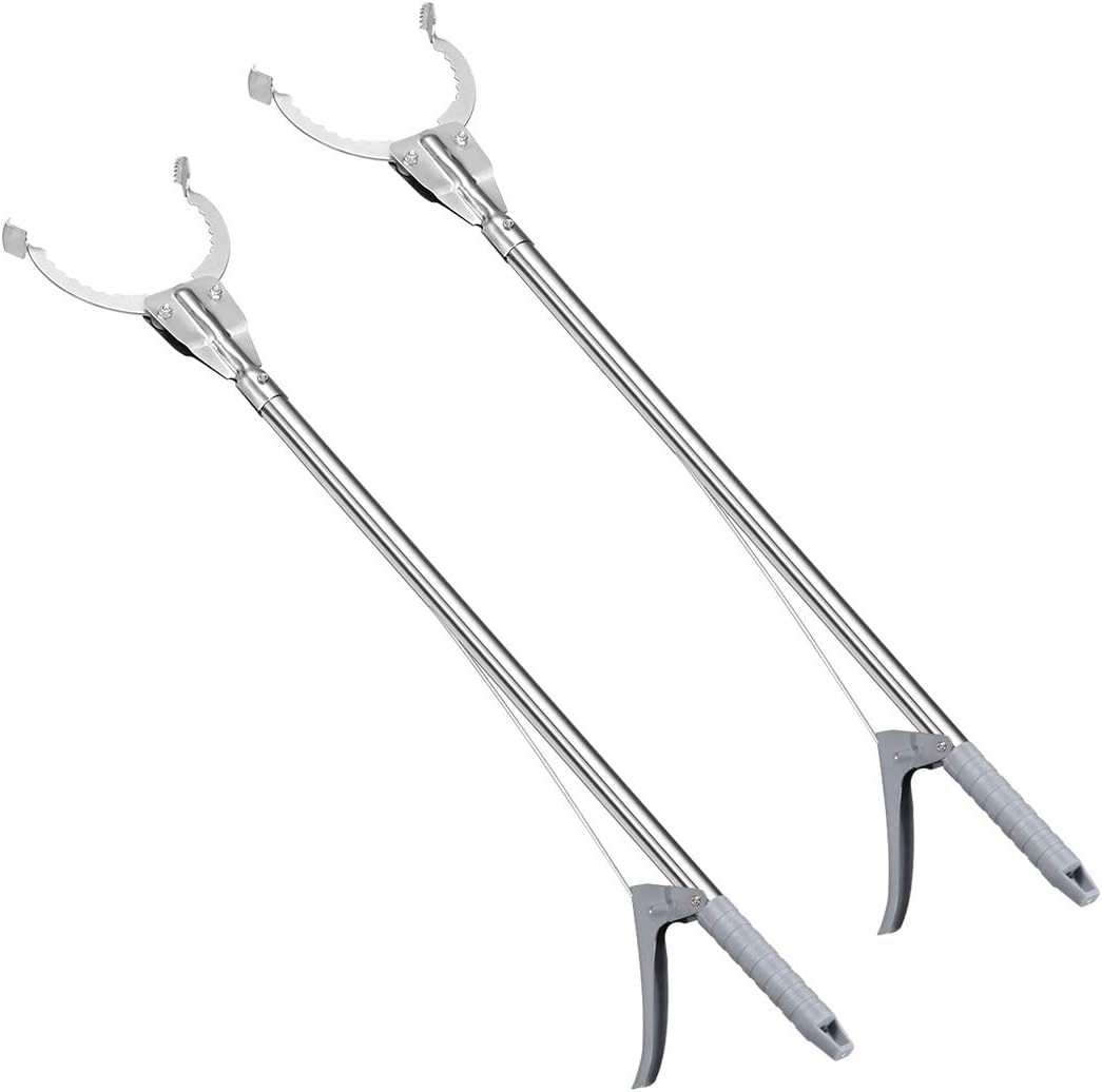 36inch Grabber Gripper Tool Extender Claw Garbage Picker Stainless Steel Gray 2Pcs