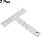 Flat T Shape Repair Mending Plate, 120mmx120mm, Stainless Steel Joining Bracket Support Brace, Pack of 2