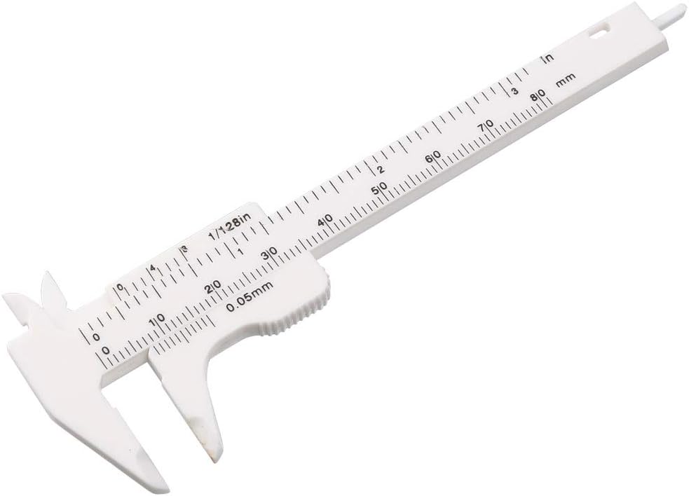 Vernier Caliper 80mm 3 Inch Metric Mini Double Scale Plastic Ruler Measuring Tool Color Random