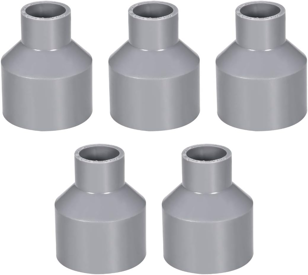 PVC DWV Reducing Coupling Schedule 40 Gray 20mm x 40mm Socket 5Pcs