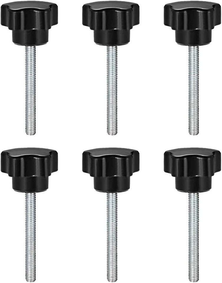 6 Pcs Star Knobs Grips M6 x 60mm Male Thread Steel Zinc Stud Replacement PP