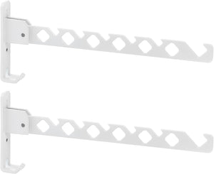 2pcs Housse à Plis Cintre, Étau de Séchage de Vêtements, Support de Séchage Murale en Alliage d'Aluminium Rétractable et Pliable pour Salle de Lavage, Chambre, Balcon, Blanc