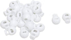 LinkMejor 25pcs Plastic Cord Lock Stopper End Spring Stop Toggle Fastener Stopper Rope End for Drawstring Clothing, Shoelace, Bag, Camping White