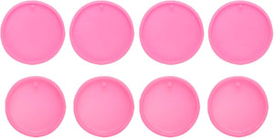 8 Pcs Circle Resin Moulds, Silicone Epoxy Mould Kit with Hole for Pendant Keychains Ornament Jewelry Resin Art Crafts Making DIY Crafts, Pink