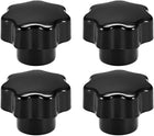 4 Pcs Seven-pointed Star Knob Grip Handle M8 Diameter Brass Insert Female Thread Black