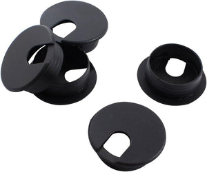 5pcs Black Plastic Grommet Cable Hole Cover 35mm Mount Dia for PC Desk