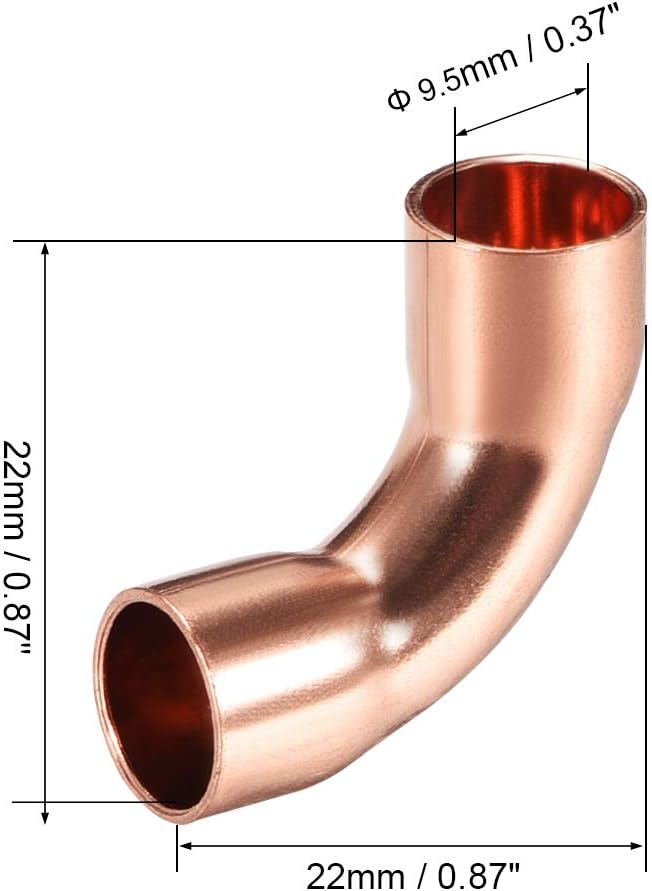 7.94mm ID 90 stopniowy zawór miedziany krótki obrotowy łącze do rur instalacji wodno-kanalizacyjnej 10szt