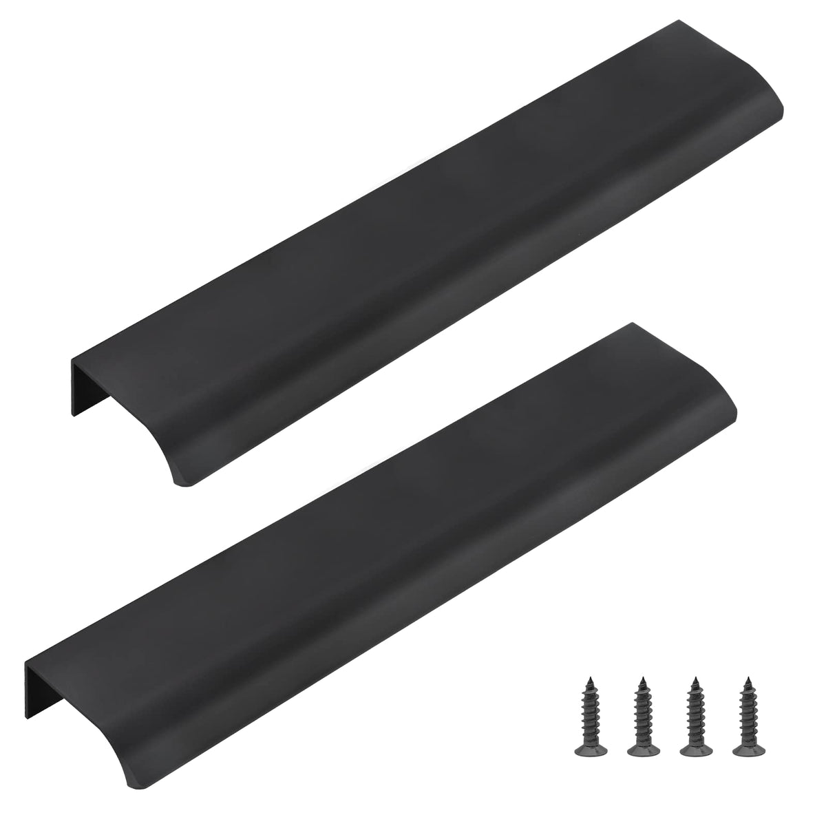 リンクメホア 2Pcs 300mm ブラックアルミエッジプル、隠しキャビネットハンドル