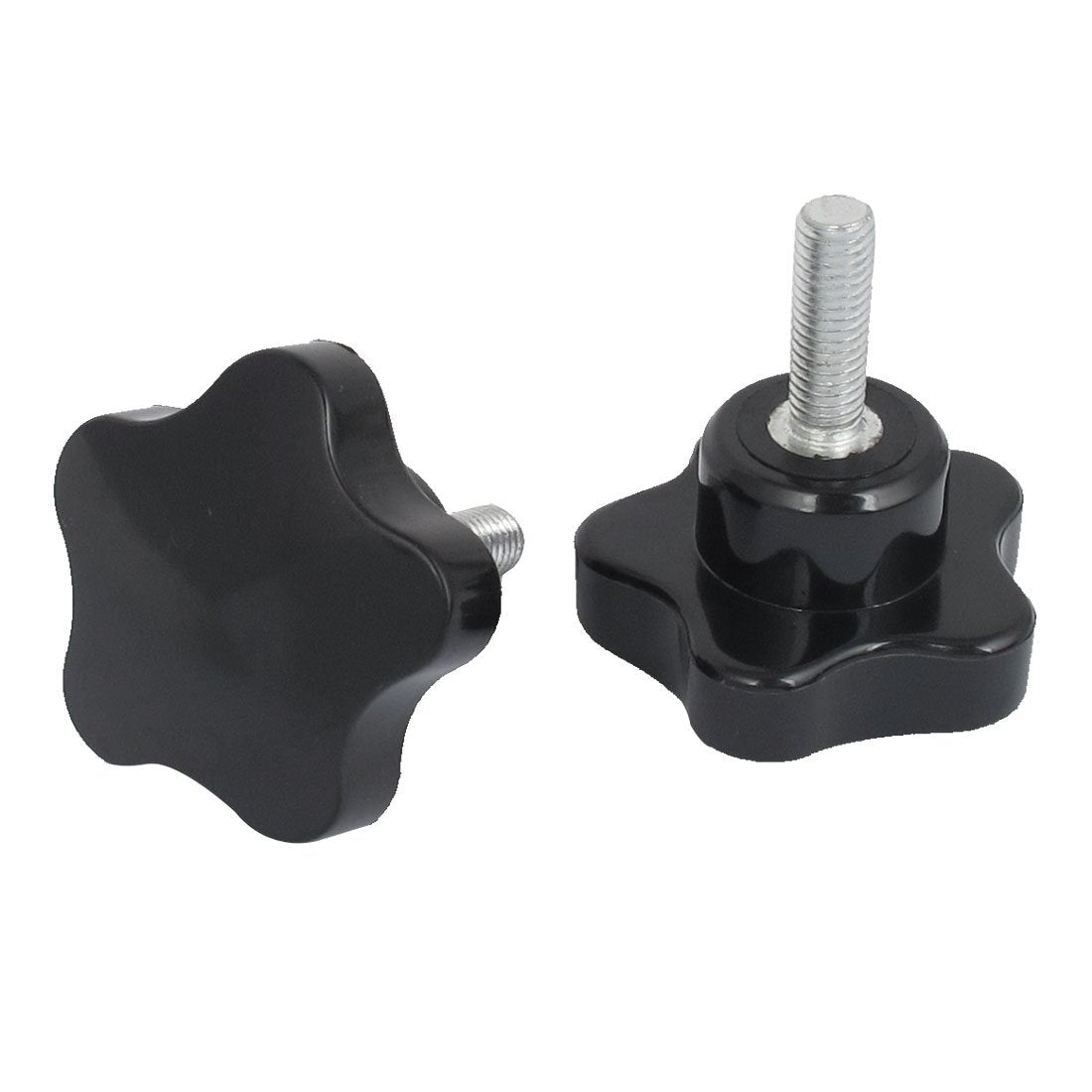 a15072100ux0159 50 mm Star Head M8x25 mm Male Thread Screw on Clamping Knob Black Pack of 2