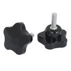 a15072100ux0159 50 mm Star Head M8x25 mm Male Thread Screw on Clamping Knob Black Pack of 2