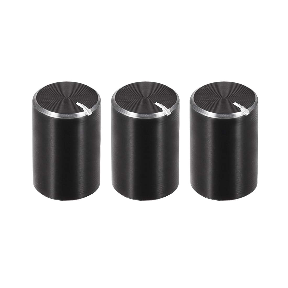 3pcs Potentiometer Knob Knurled Shaft Black Aluminum 6mm Shaft Dia. Rotary Knob 10mmx15mm Volume Control Knob