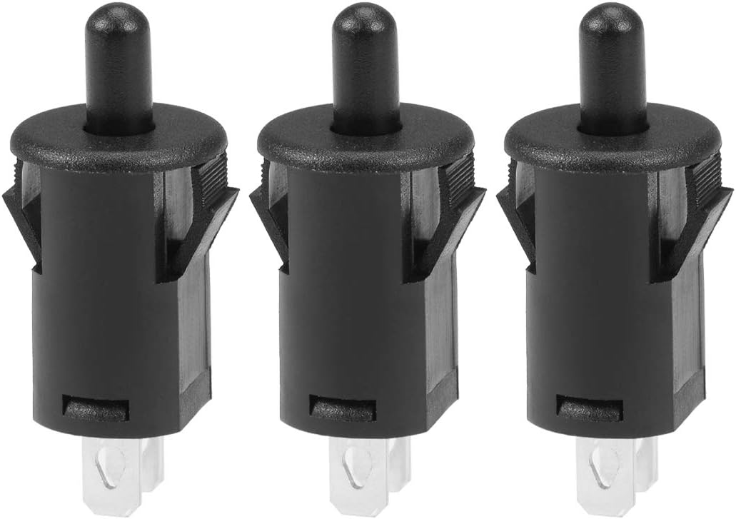 Refrigerator Door Light Switch 10mm Momentary Fridge Switch Normally Open PB35 AC 250V 3A Black 3pcs