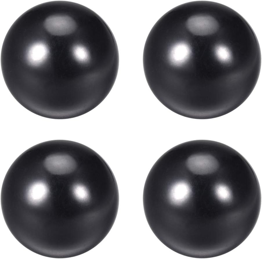 4Pcs Thermoset Ball Knob M6 Female Threaded Machine Handle 20mm Diameter Smooth Rim Black