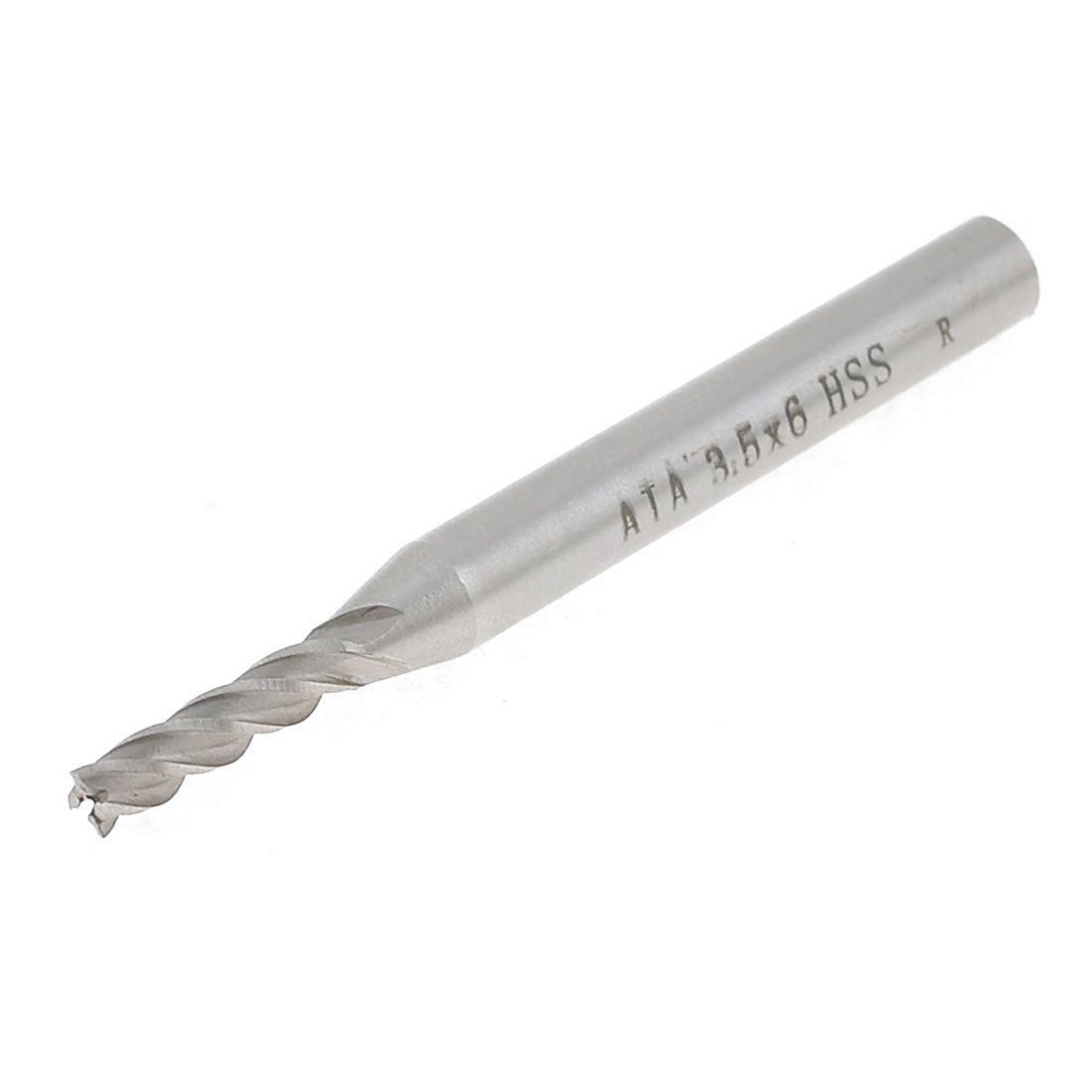 Silver Tone HSS High Speed Steel Helical Groove 4 Flute 3.5mm Cutting Dia End Mill