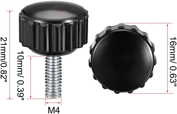 M4 x 10mm Metrisk Mänlig Skruv Knurad Klamping Skruvhandtag Fingergrip på Typ Hand Klamping Handtag Bolten med Plasthjul Svart 4 Stk
