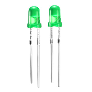 10pcs 3mm Green LED Diode Lights Colored Lens Diffused Round DC2.8-3.2V 20mA Lighting Bulb Lamps Electronics Components Light Emitting Diodes