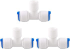 1/4 Inch BSP Male to 1/4 Inch OD Tee-type Quick Connect Water Purifiers Tube Fitting Push in to Connectors Water Hose Joint for RO Reverse Osmosis System 3pcs