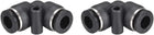 Elbow Push to Connect Air Fittings 6mm Tube OD Pneumatic Quick Release Connectors Black 2Pcs