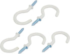 1-1/2 Inch Plastic Coated Screw-in Open Cup Ceiling Hooks Hangers White 5pcs