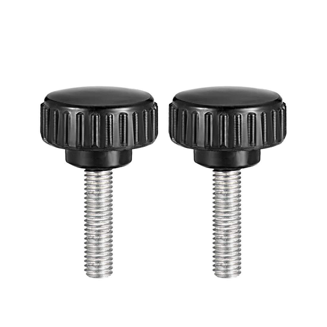 M8 x 30mm Metric Male Thread Knurled Clamping Knobs Grip Thumb Screw on Type Plastic Threaded Hand Bolt Knobs Black 2 Pcs