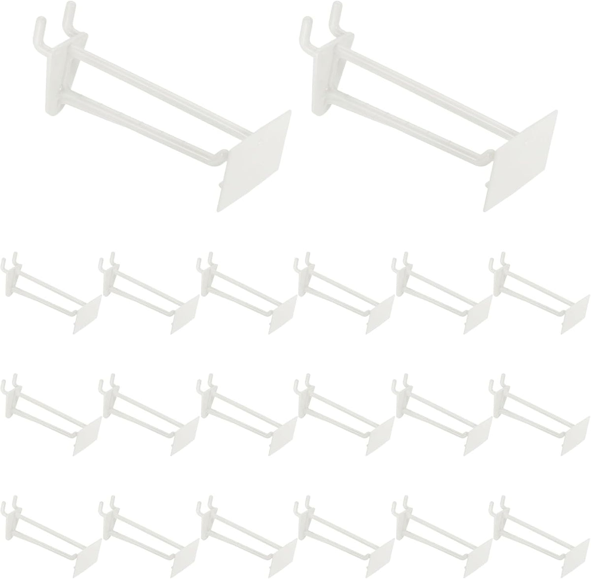 20 stk. Hyllehylser, 3 tommer, holdbare plasthyllehylser for Pegboard, Organizer til butikk, håndverktøyorganisering, vegghyll, rutenett, hvit