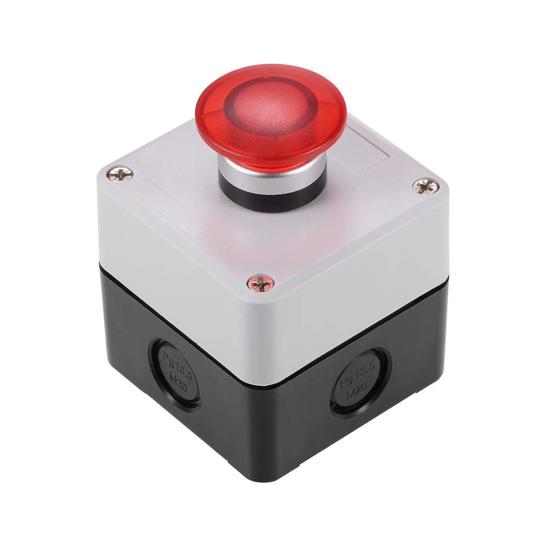 Push Button Switch Station Momentary 1NC 1NO Mushroom Red Switch, 600V 10A