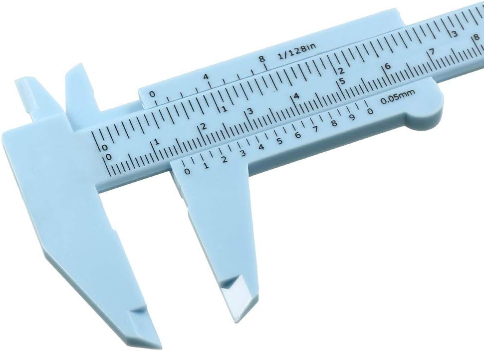 Calibro a righello 150mm Mini a doppia scala in plastica e metallo Rettile Misuratore Strumento Blu