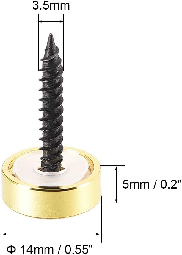 Spejlskruer, Dekorative Kapp fastgørere Dække negle,电解镀，金色银色 12mm/0.47" messing 4stk