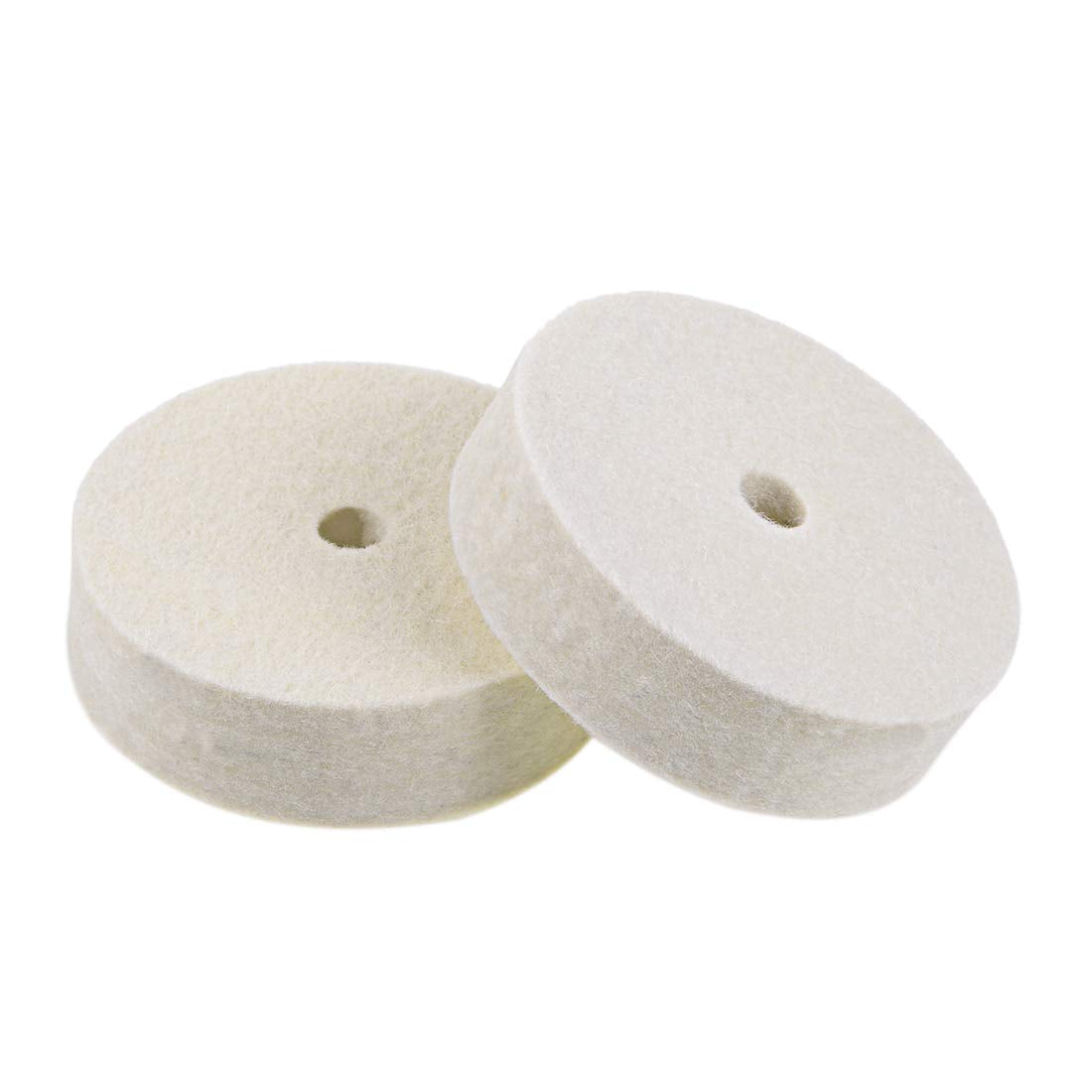 3-Inch Compressed Wool Polishing Wheel Round Buffing Pads for Bench Grinder 2 Pcs