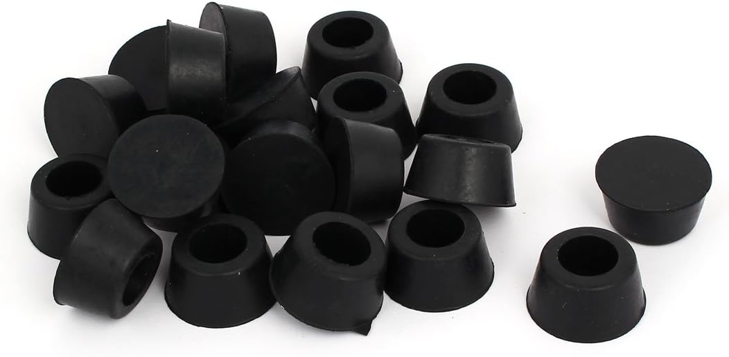 15mm Inner Dia Rubber Table Chair Leg Foot Covers Floor Protector Black 20pcs