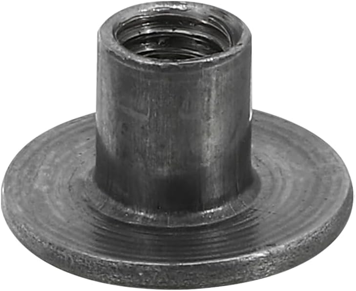 M5 T-Nuts, 24pcs Carbon Steel Tee Nut Round Base Weld Nuts 8mm Height Through Hole Flange Insert Female Thread Plate Nuts, Dark Gray