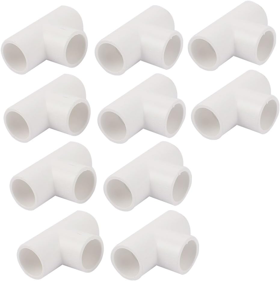 Water 25mm Inner Dia T Type 3 Way PVC Pipe Fitting White 10pcs