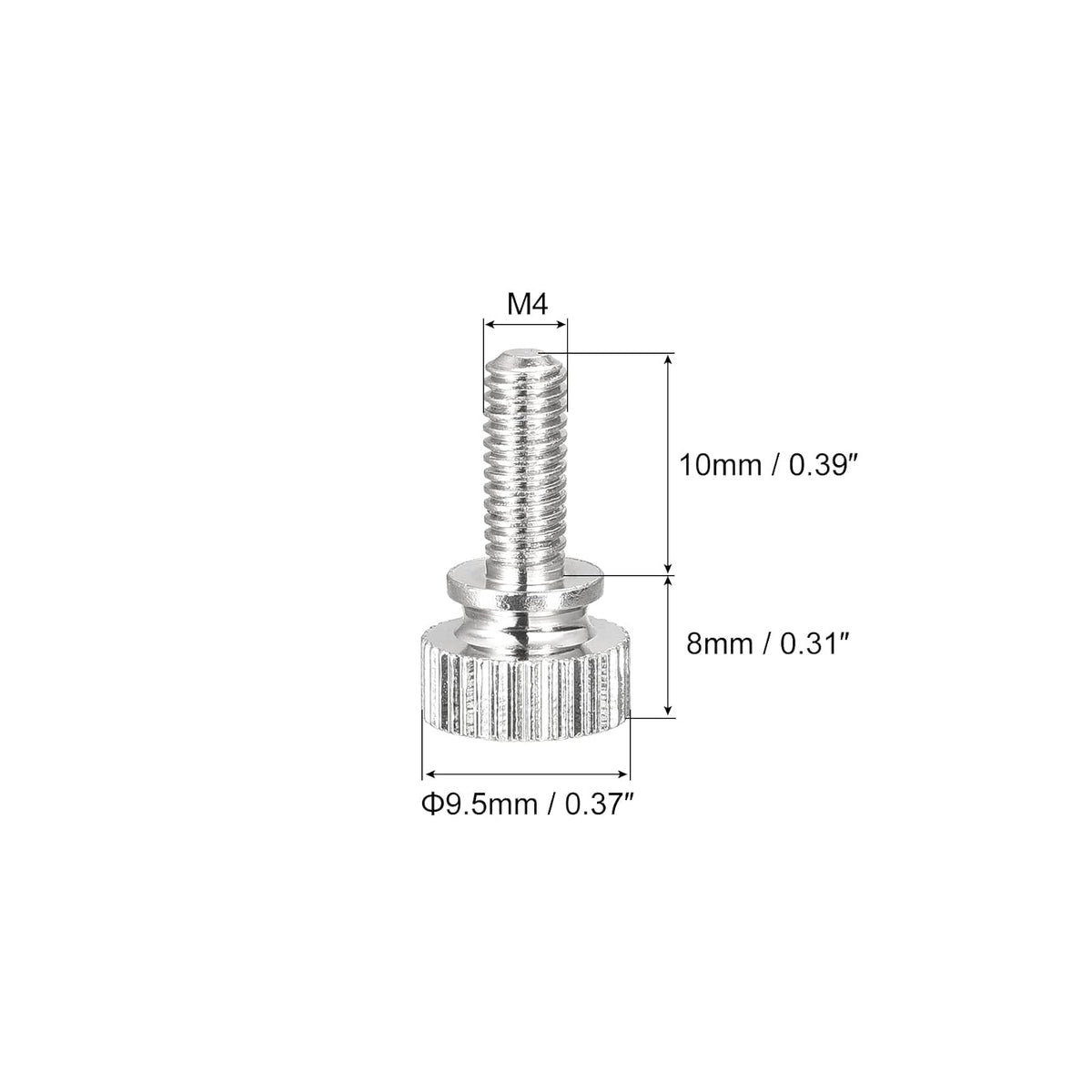 Knurled Thumb Screws, M4x10mm Brass Shoulder Bolts Grip Knobs Fasteners, Nickel Plated 2Pcs