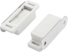 Set di cerniere magnetiche per porte a cassetti in plastica con piastra metallica, bianco, 2 pezzi