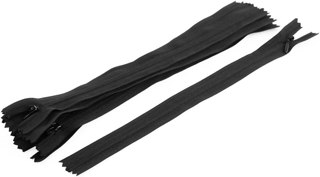 LinkMejor 25cm Clothes Nylon Zippers Zips Sewing Tailor Craft Clothes Dresses 10Pcs Black
